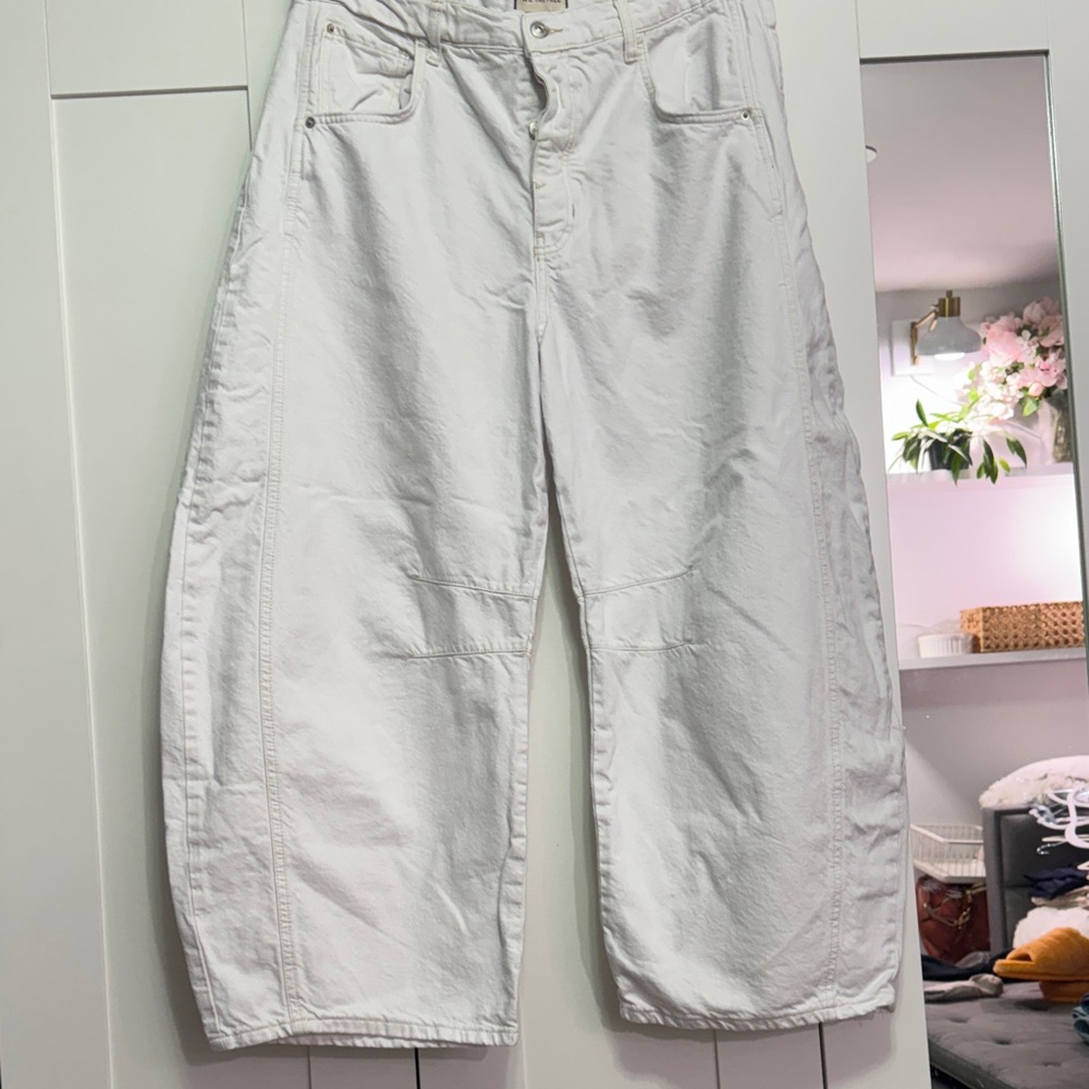 We The Free White barrel jeans